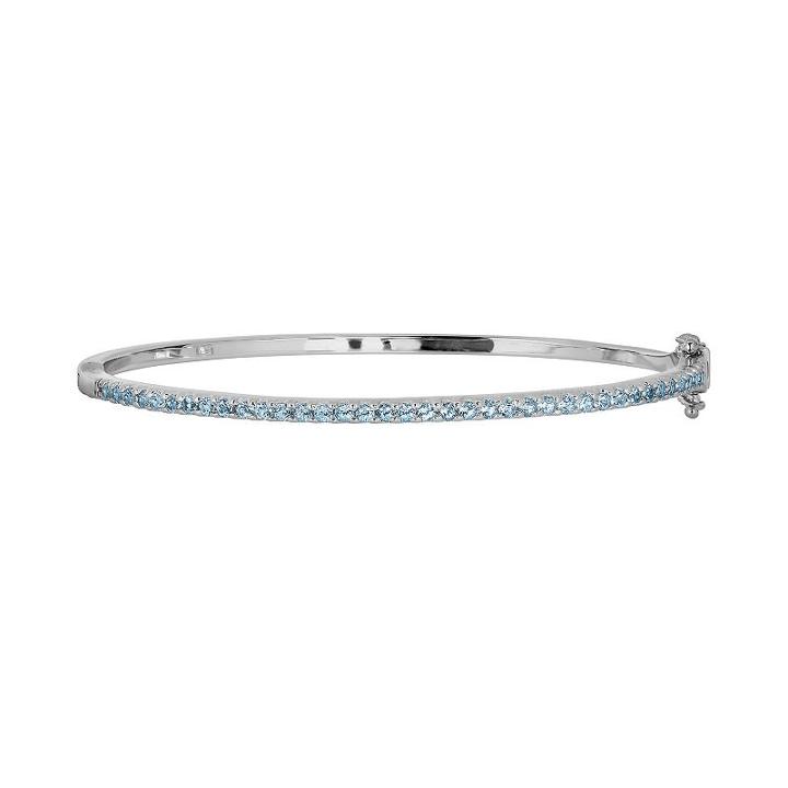 Oro Leoni Sterling Silver Topaz Bangle Bracelet - Made With Genuine Swarovski Gemstones, Women's