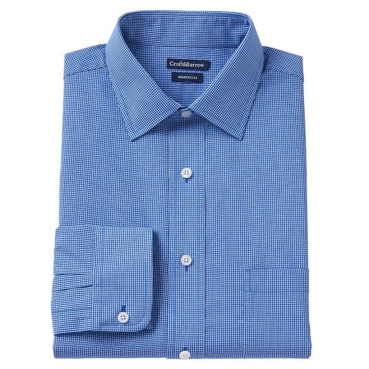 Big & Tall Croft & Barrow Fitted Checked Dress Shirt, Men's, Size: 14.5-32/33, Brt Blue