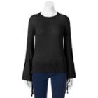 Juniors' Pink Republic Lace-up Side Sweater, Teens, Size: Medium, Black