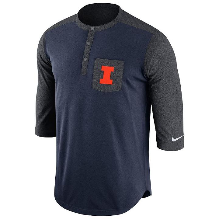 Men's Nike Illinois Fighting Illini Dri-fit Touch Henley, Size: Large, Ovrfl Oth