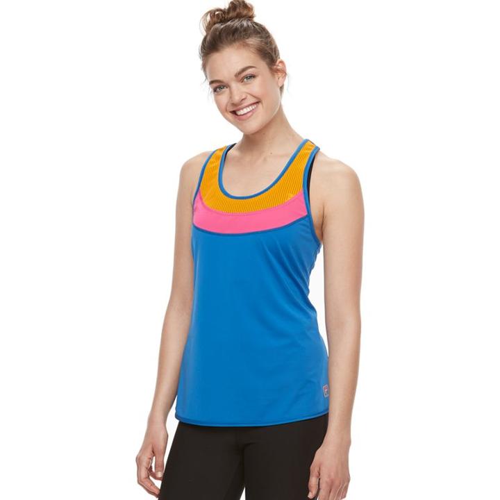 Women's Fila Sport&reg; Mesh Yoke Racerback Tank, Size: Large, Blue