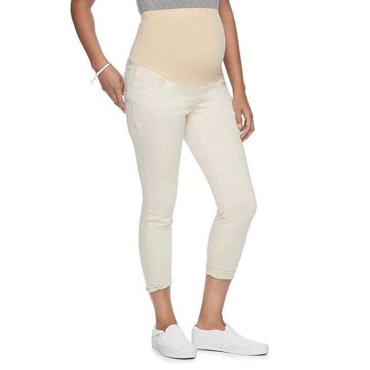 Maternity A:glow Belly Panel Cropped Skinny Pants, Women's, Size: 18-mat, White Oth