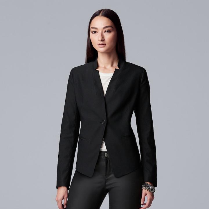 Petite Simply Vera Vera Wang Cropped Blazer, Women's, Size: S Petite, Black