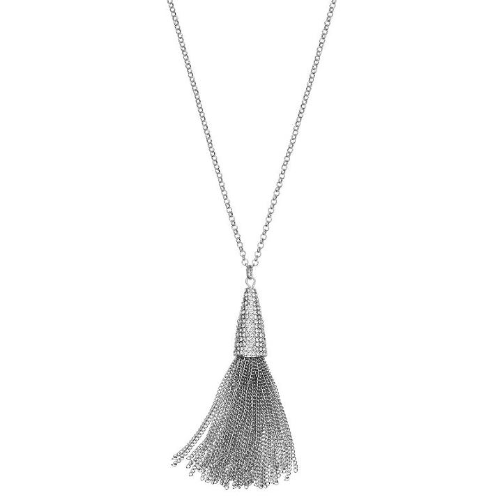 Jennifer Lopez Long Pave Tassel Pendant Necklace, Women's, Silver