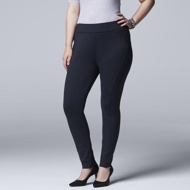 Plus Size Simply Vera Vera Wang Pull-on Skinny Pants, Women's, Size: 2xl, Blue (navy)