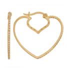 Amore By Simone I. Smith 18k Gold Over Silver Crystal Heart Hoop Earrings, Women's, Yellow