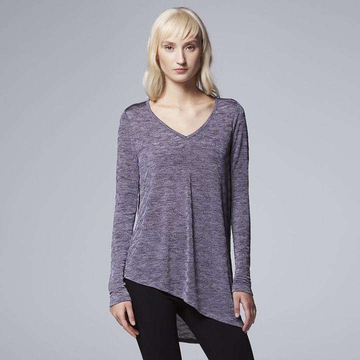 Women's Simply Vera Vera Wang Marled Asymmetrical Top, Size: Xl, Med Purple