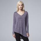 Women's Simply Vera Vera Wang Marled Asymmetrical Top, Size: Xl, Med Purple