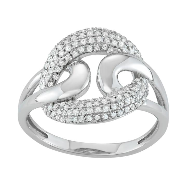 Sterling Silver 1/3 Carat T.w. Diamond Interlocking Ring, Women's, Size: 7, White