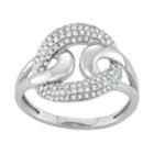 Sterling Silver 1/3 Carat T.w. Diamond Interlocking Ring, Women's, Size: 7, White