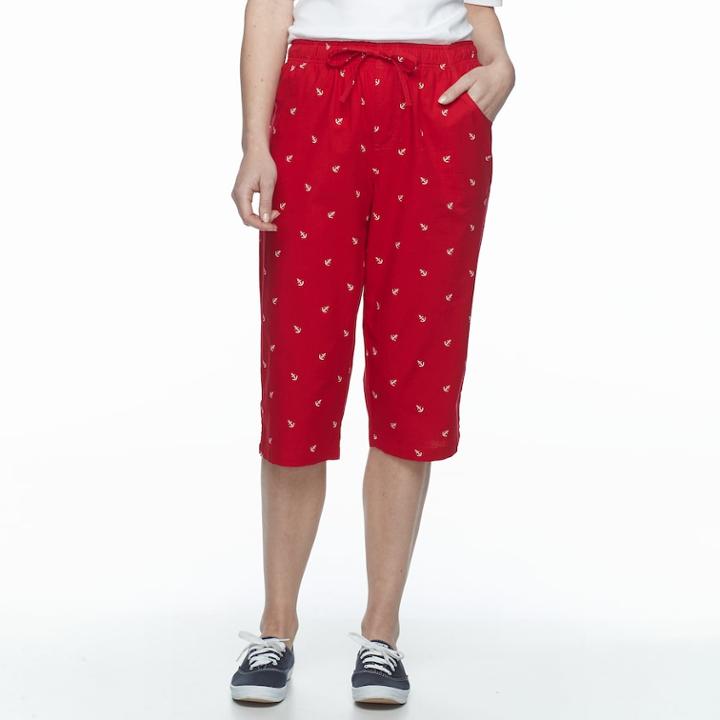 Petite Gloria Vanderbilt Marjorie Printed Capris, Women's, Size: S Petite, Brt Red
