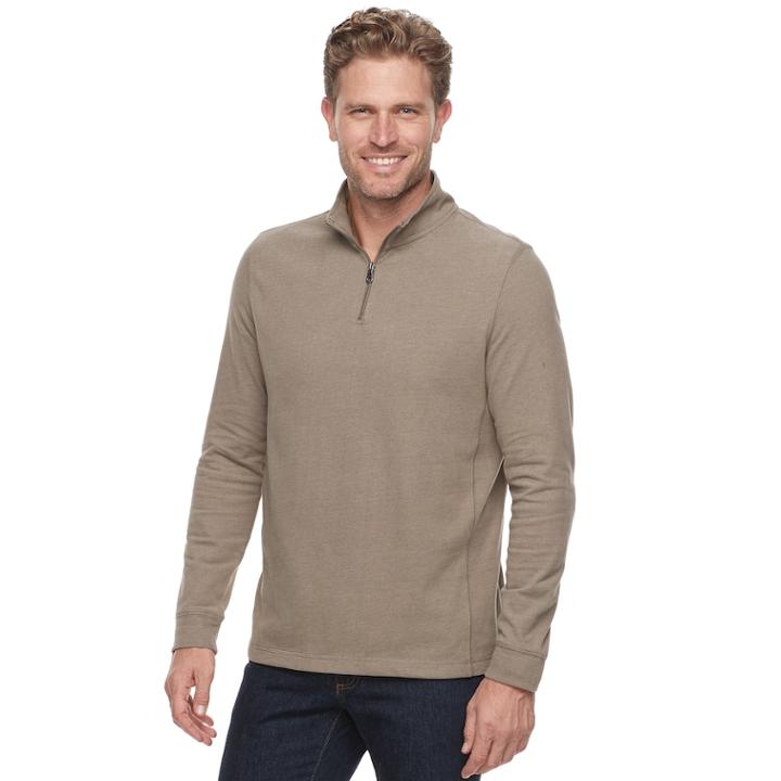 Men's Croft & Barrow&reg; Classic-fit Ultra Soft Quarter-zip Pullover, Size: Xl, Med Brown