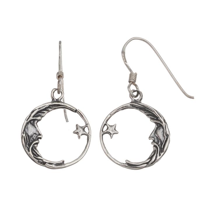 Journee Collection Sterling Silver Moon & Star Earrings, Women's, Grey