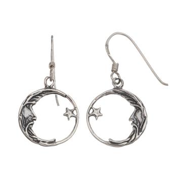 Journee Collection Sterling Silver Moon & Star Earrings, Women's, Grey