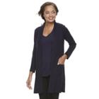 Petite Dana Buchman Open Front Cardigan, Women's, Size: L Petite, Blue (navy)