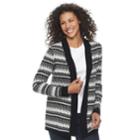 Petite Croft & Barrow&reg; Fairisle Open Front Cardigan, Women's, Size: M Petite, White