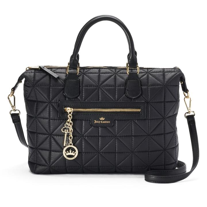 Juicy Couture Crown Jewel Quilted Satchel, Women's, Black
