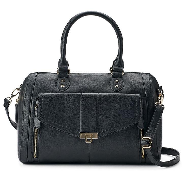 Apt. 9&reg; Olivia Double Zip Barrel Bag, Women's, Black