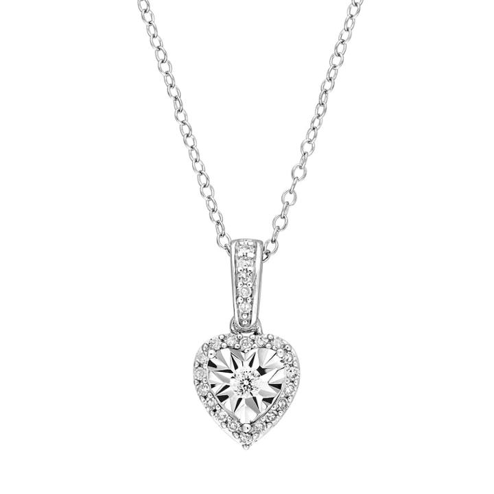Stella Grace Sterling Silver 1/6 Carat T.w. Diamond Heart Pendant Necklace, Women's, Size: 18, White