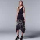 Petite Simply Vera Vera Wang Print Handkerchief Hem Dress, Women's, Size: S Petite, Grey (charcoal)