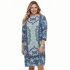 Plus Size Suite 7 Floral Medallion Shift Dress, Women's, Size: 1xl, Blue Multi