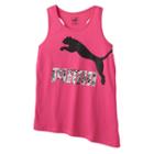 Girls 7-16 Puma Asymmetrical Hem Glitter Graphic Tank Top, Girl's, Size: Xl, Brt Pink