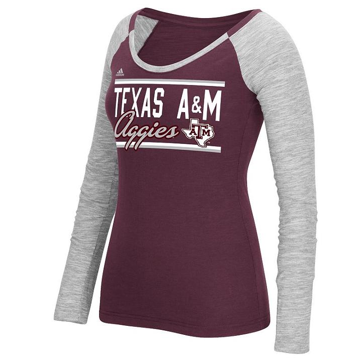 Women's Adidas Texas A & M Aggies Double Color Tee, Size: Large, Red