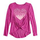 Girls 7-16 & Plus Size So&reg; Cozy Front Knot Long Sleeve Graphic Tee, Size: 16, Dark Pink