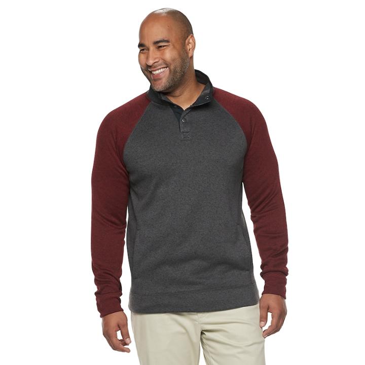 Big & Tall Sonoma Goods For Life&trade; Modern-fit Supersoft Sweater Fleece Mockneck Pullover, Men's, Size: L Tall, Dark Grey