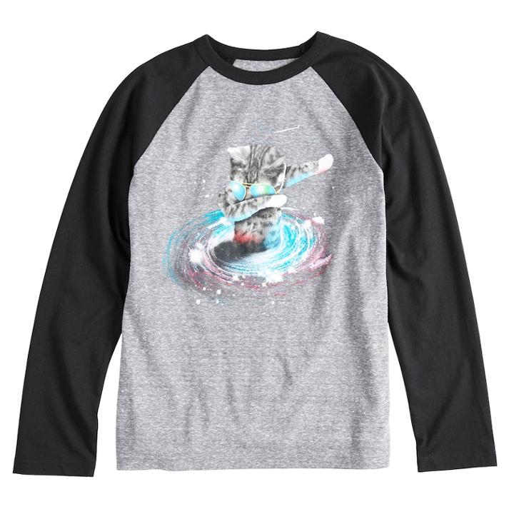 Boys 8-20 Space Cat Dab Tee, Size: Small, Grey