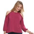 Juniors' Mudd&reg; Cold-shoulder Lace Inset Top, Teens, Size: Medium, Red