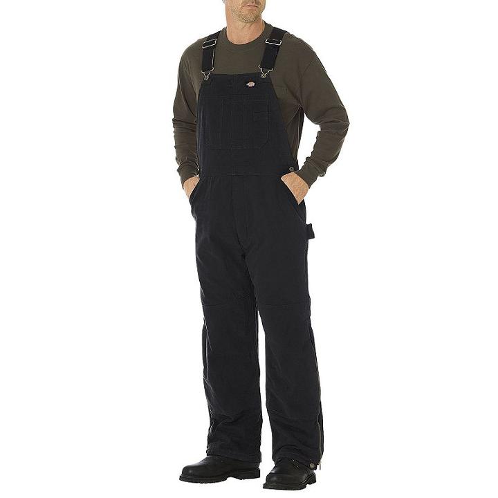 Men's Dickies Sanded Duck Insulated Bib Overall, Size: Xxl, Black