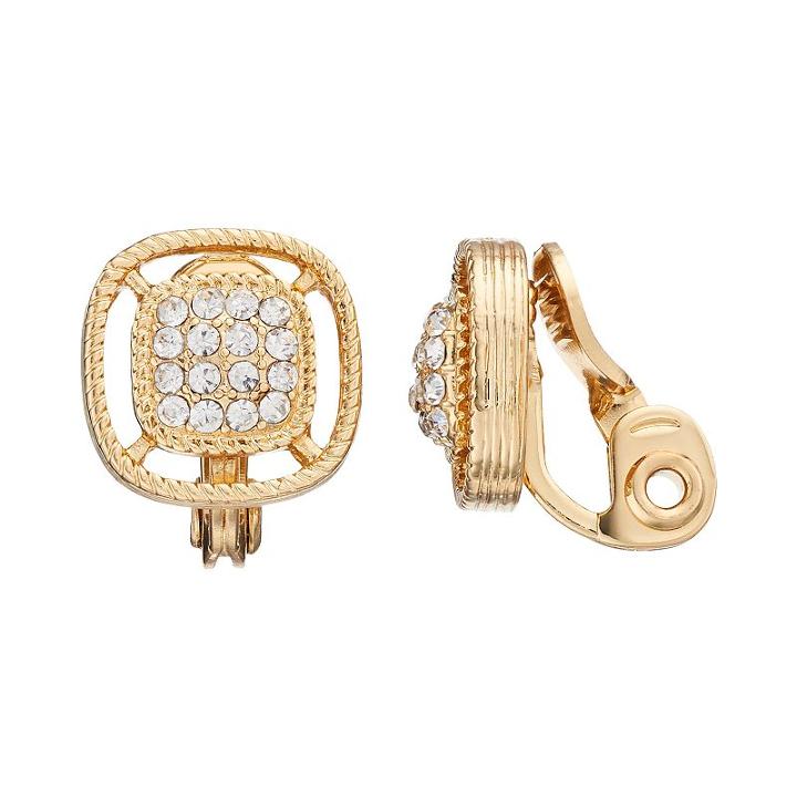 Napier Openwork Square Nickel Free Clip On Earrings, Women's, Gold