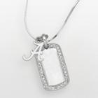 Alabama Crimson Tide Sterling Silver Cubic Zirconia Dog Tag Pendant, Women's, Size: 18, White