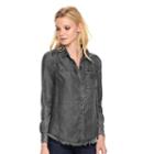 Women's Rock & Republic&reg; Frayed Chambray Top, Size: Medium, Black