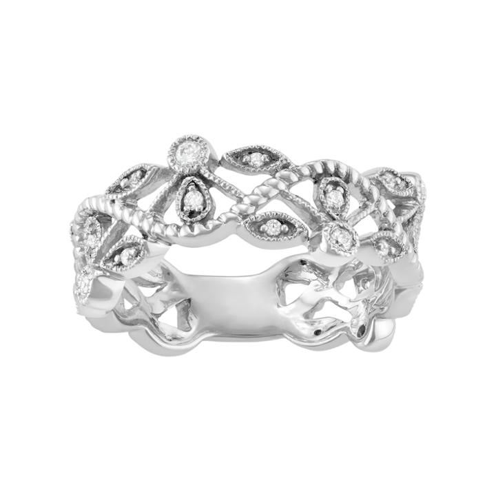 10k White Gold 1/5 Carat T.w. Diamond Wave Ring, Women's, Size: 9