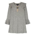 Girls 7-16 Iz Amy Byer Ruffled Bell Sleeve Dress With Necklace, Size: Small, Light Grey