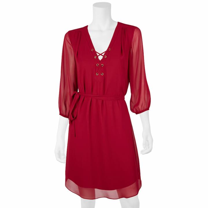 Juniors' Iz Byer Lace-up Shirtdress, Teens, Size: Large, Purple