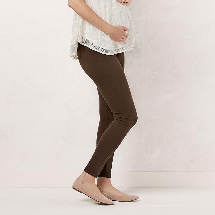 Maternity Lc Lauren Conrad Twill Leggings, Women's, Size: Xs-mat, Green