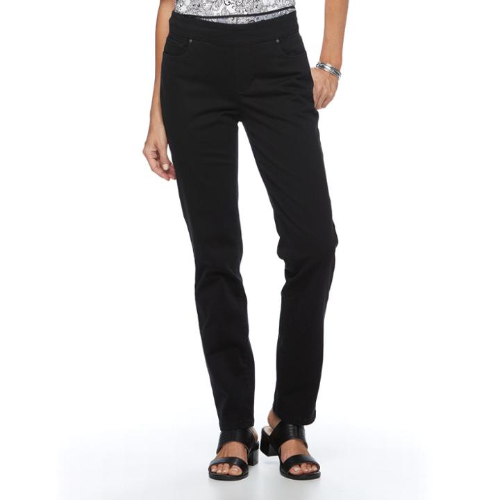 Women's Croft & Barrow&reg; Twill Pull-on Pants, Size: 12 Short, Black