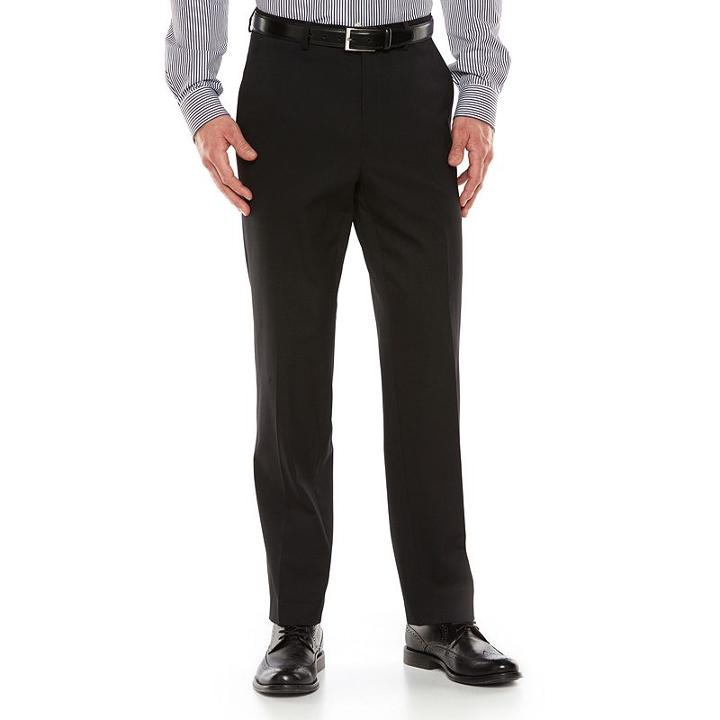 Men's Chaps Performance Classic-fit Wool-blend Comfort Stretch Flat-front Suit Pants, Size: 38x34, Black