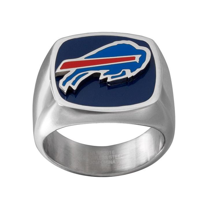 Men's Stainless Steel Buffalo Bills Ring, Size: 10, Silver