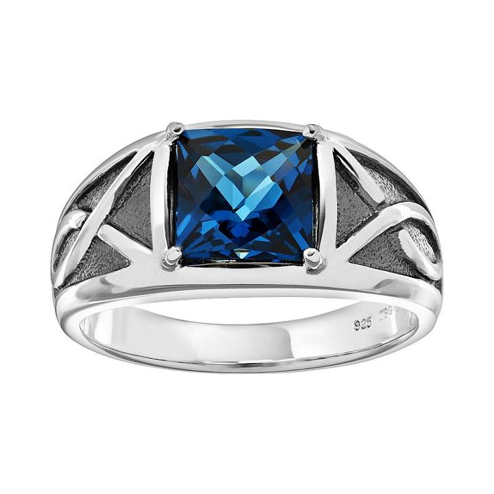 Lab-created Blue Topaz Sterling Silver Ring - Men, Size: 10