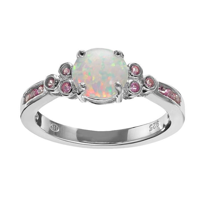 Lab-created Opal And Lab-created Pink Sapphire Sterling Silver Ring, Women's, Size: 8