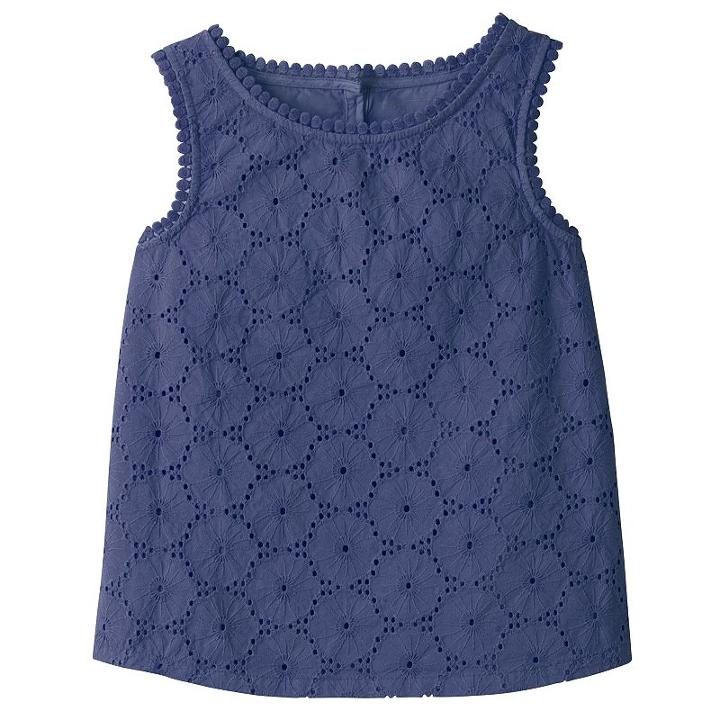 Girls 4-12 Sonoma Goods For Life&trade; Woven Eyelet Overlay Tank Top, Girl's, Size: 8, Blue