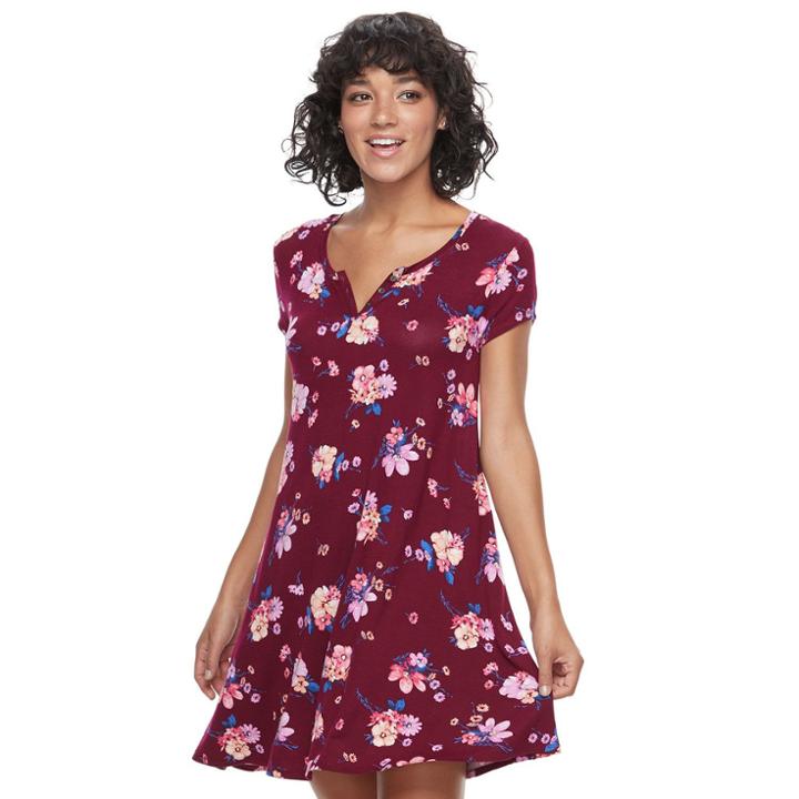 Juniors' So&reg; Henley Swing Dress, Teens, Size: Large, Dark Pink
