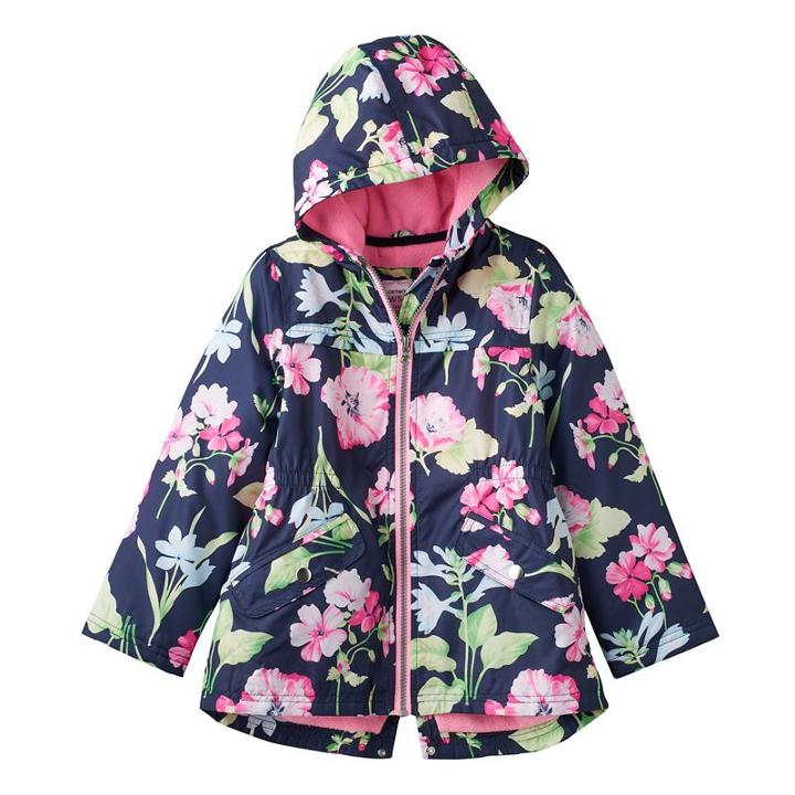 Girls 4-6x Carter's Heavyweight Print Anorak Jacket, Girl's, Size: 5-6, Blue (navy)