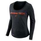 Women's Nike Virginia Tech Hokies Slubbed Dri-fit Tee, Size: Medium, Black