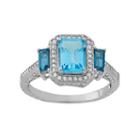Sterling Silver Blue Topaz & Lab-created White Sapphire 3-stone Ring, Women's, Size: 7