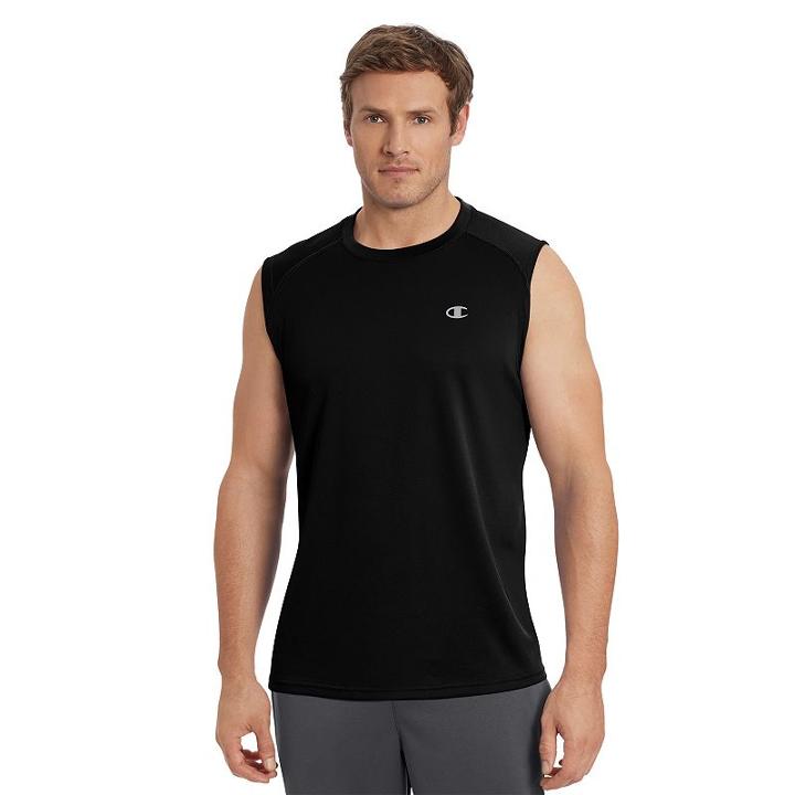 Men's Champion Vapor Performance Muscle Tee, Size: Small, Black